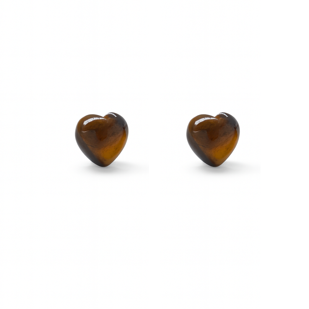 Tiger Eye 10mm Heart Natural Stone Earrings