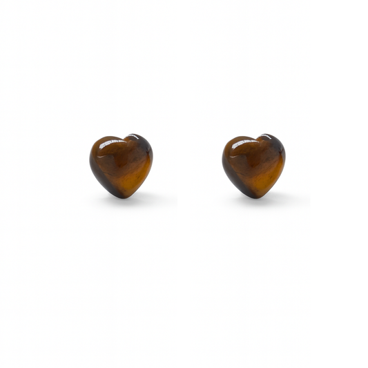 Tiger Eye 10mm Heart Natural Stone Earrings