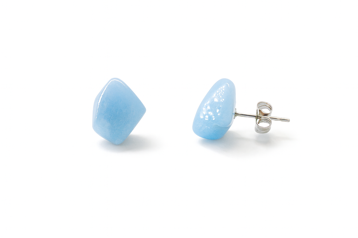 Large Aquamarine Raw Quartz Natural Stone Earrings