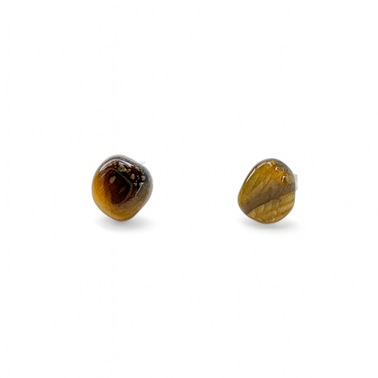 Medium Tiger Eye Tumbled Natural Stone Earrings
