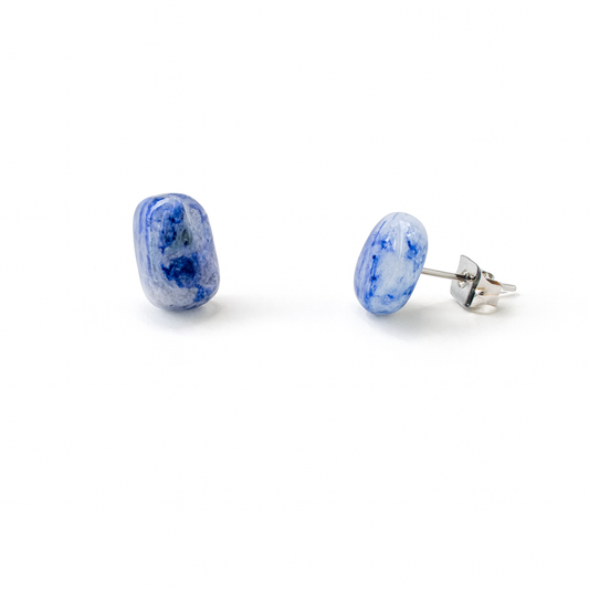 Medium Lapis Lazuli Tumbled Natural Stone Earrings