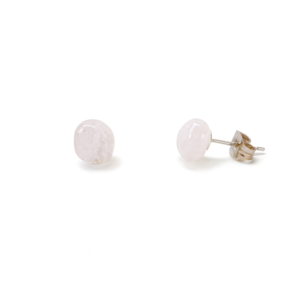 Small Rose Quartz Tumbled Natural Stone Earrings