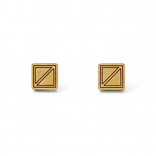 Wooden Square Hypoallergenic Earring Studs