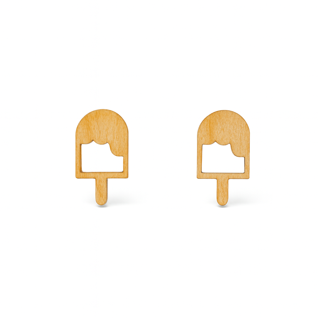 Wooden Icy Pop Popsicle Hypoallergenic Earring Studs