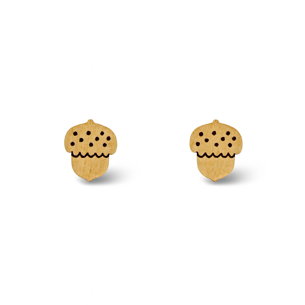Wooden Acorn Hypoallergenic Earring Studs