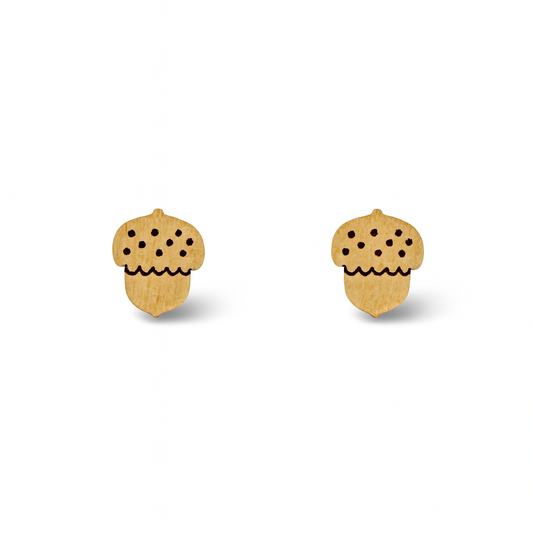 Wooden Acorn Hypoallergenic Earring Studs