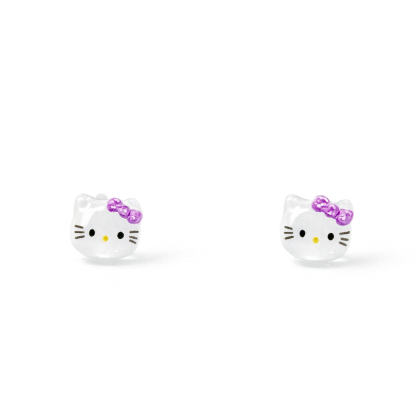 Tiny Red Bow Kitty Glitter Crystal Jelly Hypoallergenic Stud Earrings