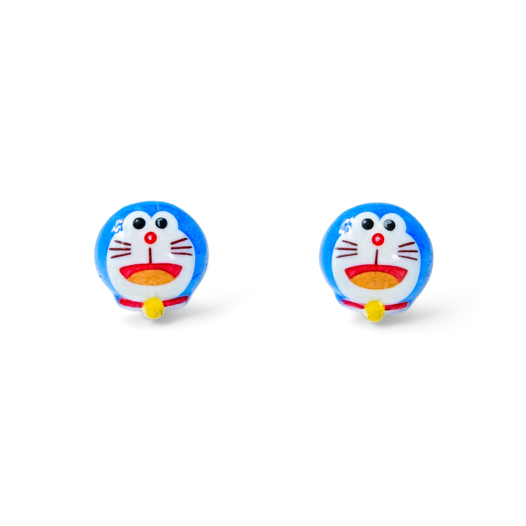 Tiny Doraemon Inspired Hypoallergenic Stud Earrings