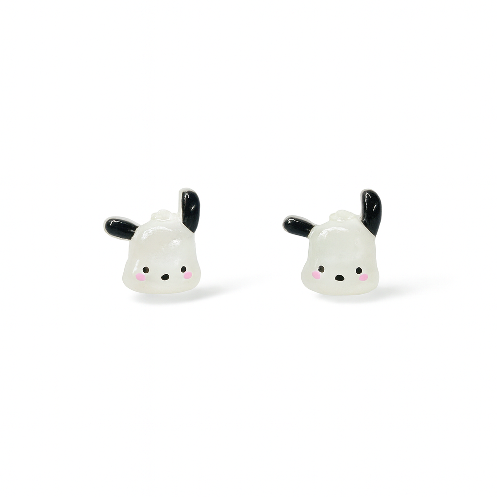 Upright-ear Pochacco Dog Glitter Crystal Jelly Hypoallergenic Stud Earrings