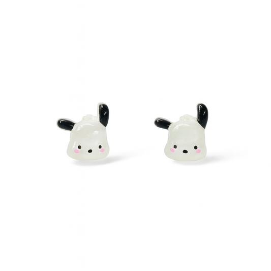 Upright-ear Pochacco Dog Glitter Crystal Jelly Hypoallergenic Stud Earrings