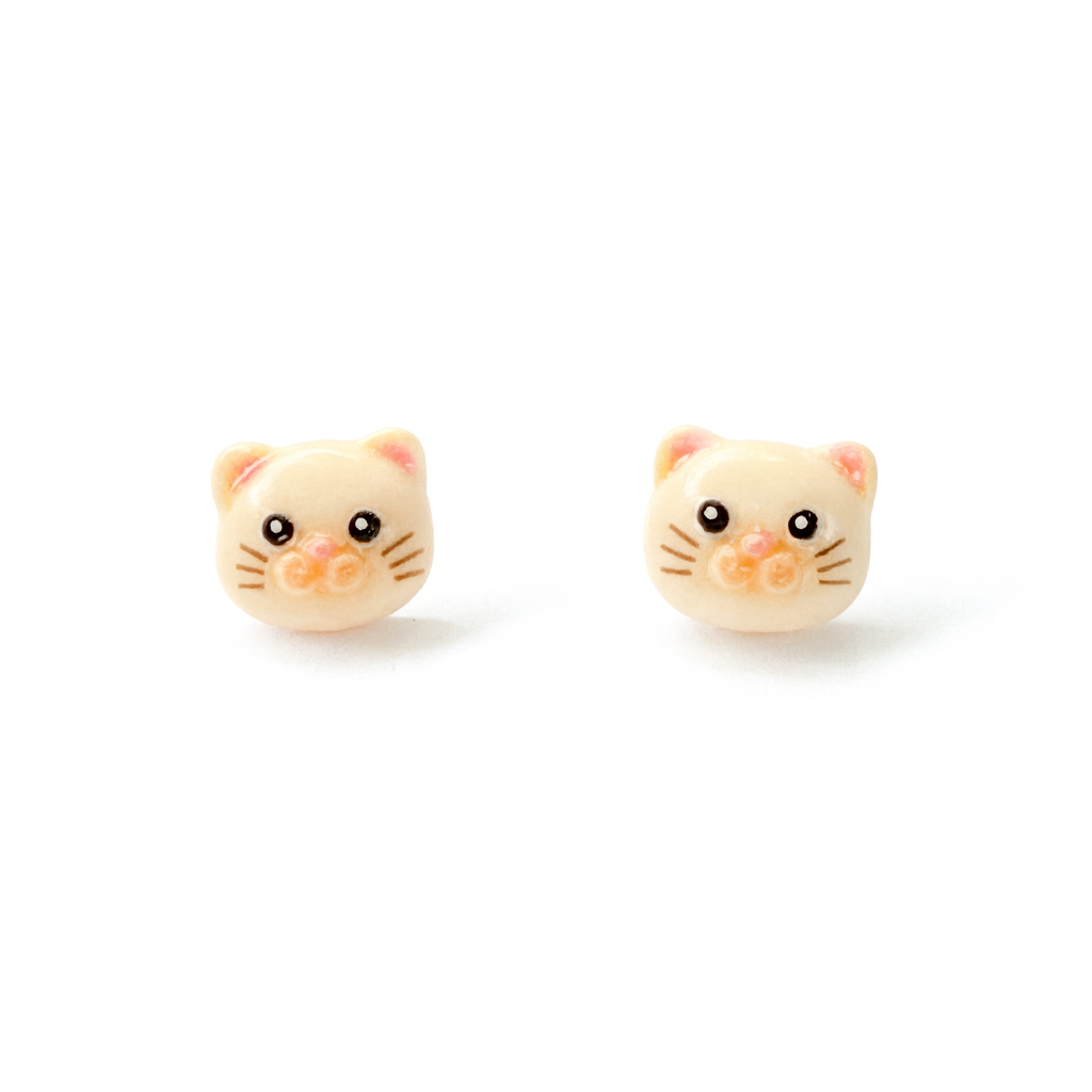 Adorable Black and White Chubby Cat Hypoallergenic Earrings