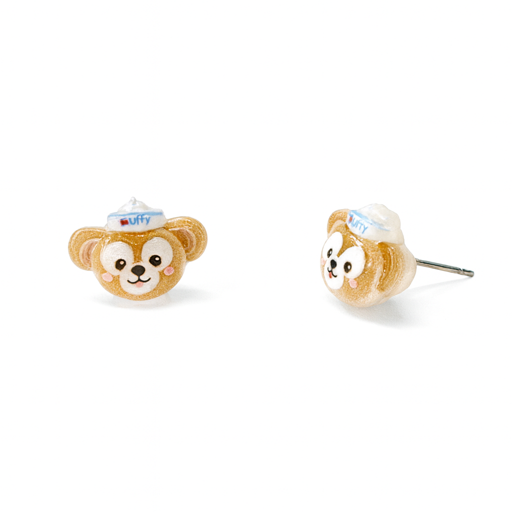 Brown Bear Duffy and Friends Inspired Glitter Crystal Jelly Hypoallergenic Stud Earrings