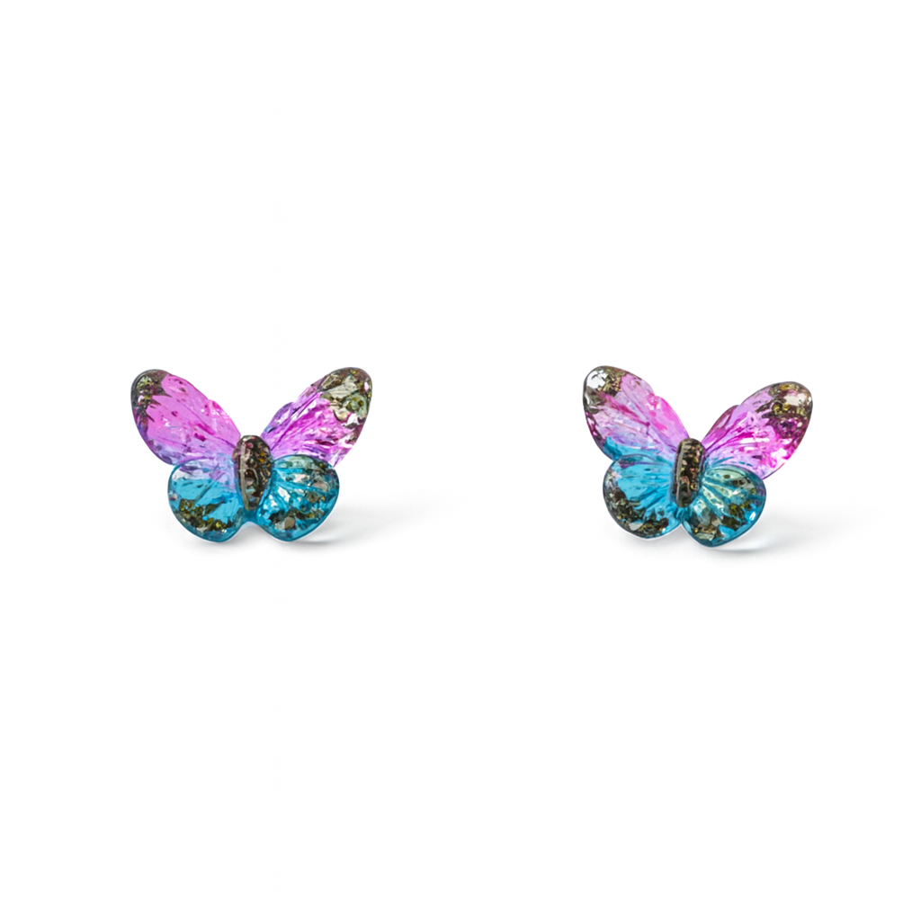Black and Yellow Tiny Butterfly Hypoallergenic Stud Earrings