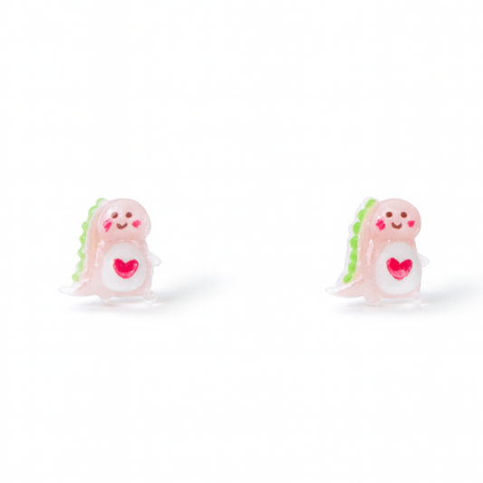 Pink Tiny Dinosaur Hypoallergenic Stud Earrings