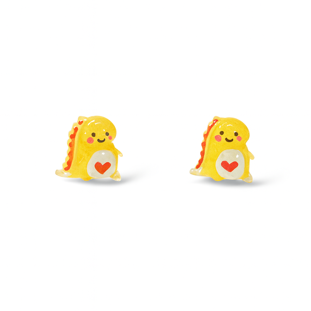Yellow Tiny Dinosaur Hypoallergenic Stud Earrings