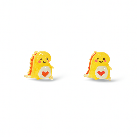 Yellow Tiny Dinosaur Hypoallergenic Stud Earrings