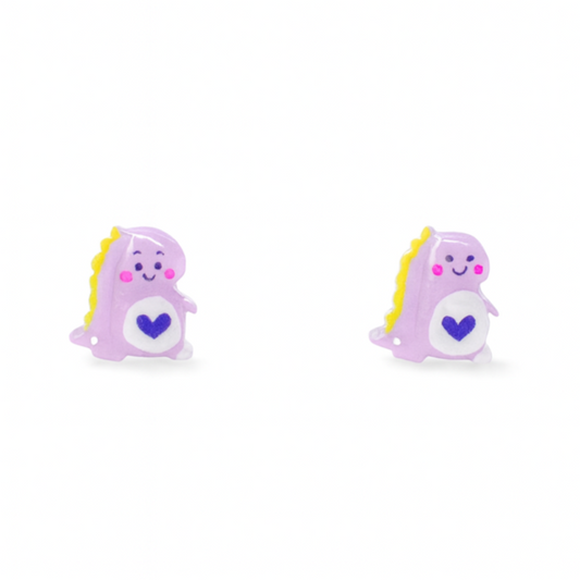 Purple Tiny Dinosaur Hypoallergenic Stud Earrings