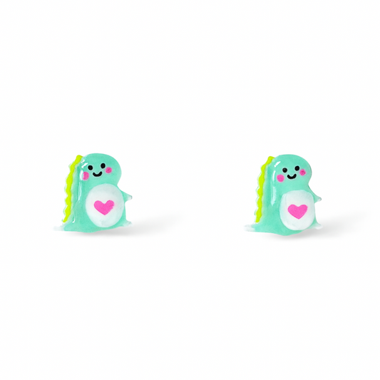 Green Tiny Dinosaur Hypoallergenic Stud Earrings