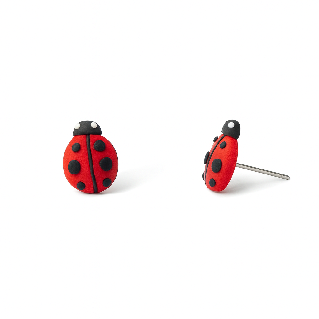 Ladybug Polymer Clay Hypoallergenic Stud Earrings