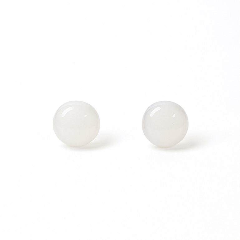 White Crystal 10mm Round Natural Stone Earrings