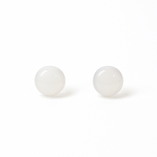 White Crystal 10mm Round Natural Stone Earrings