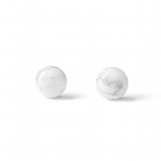 White Turquoise 8mm/10mm Round Natural Stone Earrings