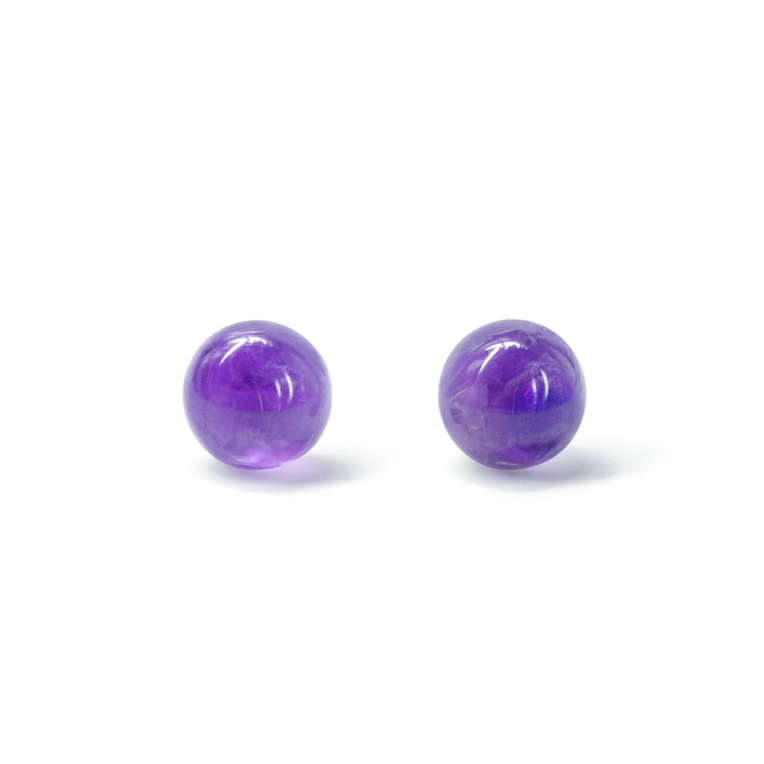 Amethyst 8mm/10mm Round Natural Stone Earrings