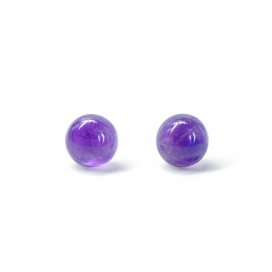 Amethyst 8mm/10mm Round Natural Stone Earrings