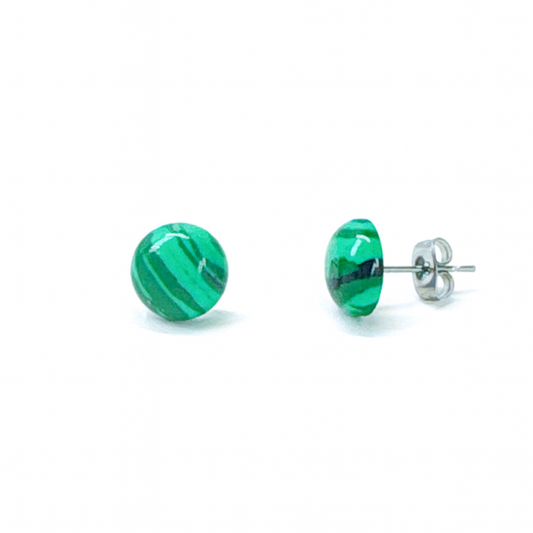 Malachite 8mm/10mm Round Natural Stone Earrings