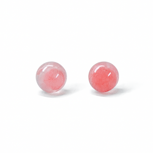 Strawberry Quartz 8mm/10mm Round Natural Stone Earrings
