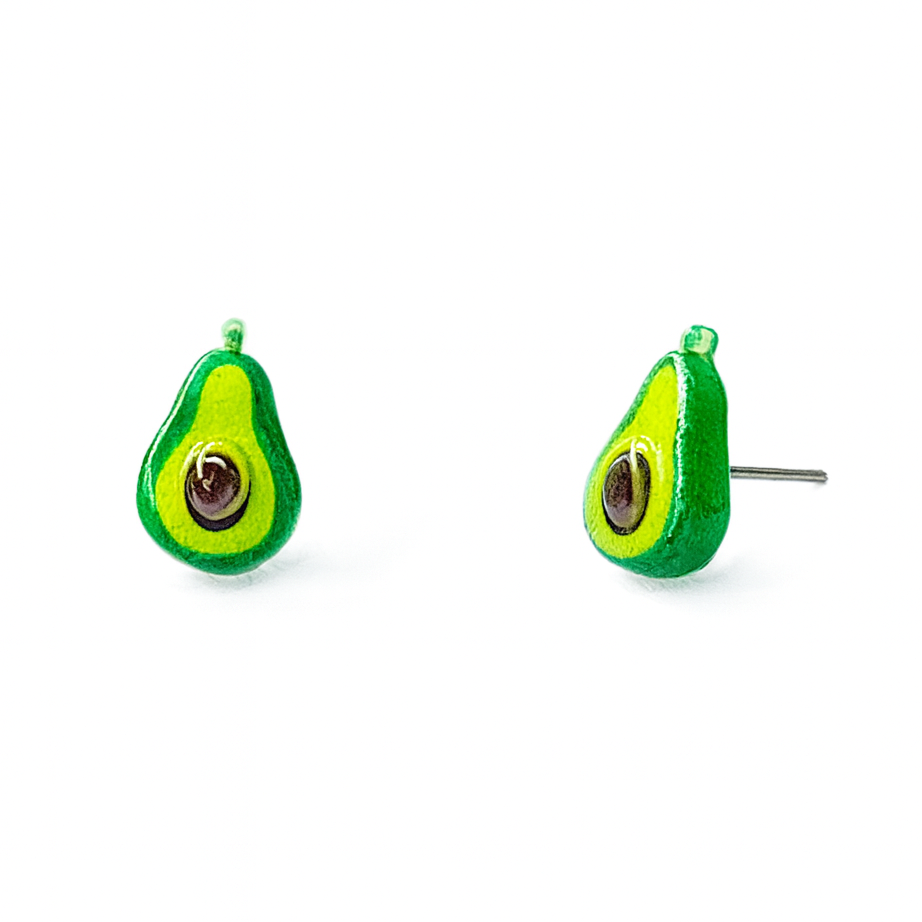 Avocado Crystal Clear Fruit Earrings