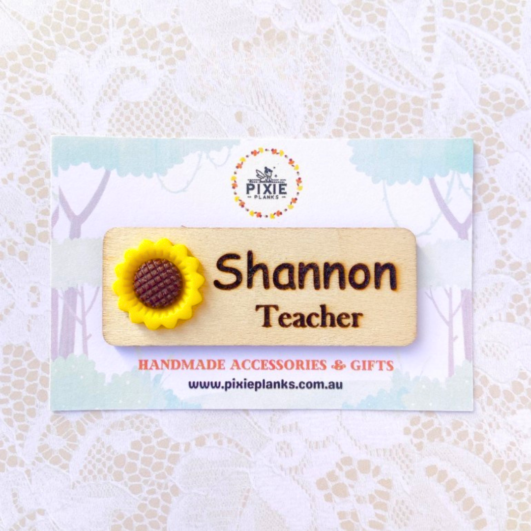 3D Medium Sunflower Personalised Name Tag