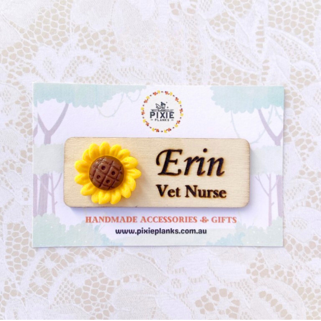 3D Medium Sunflower Personalised Name Tag