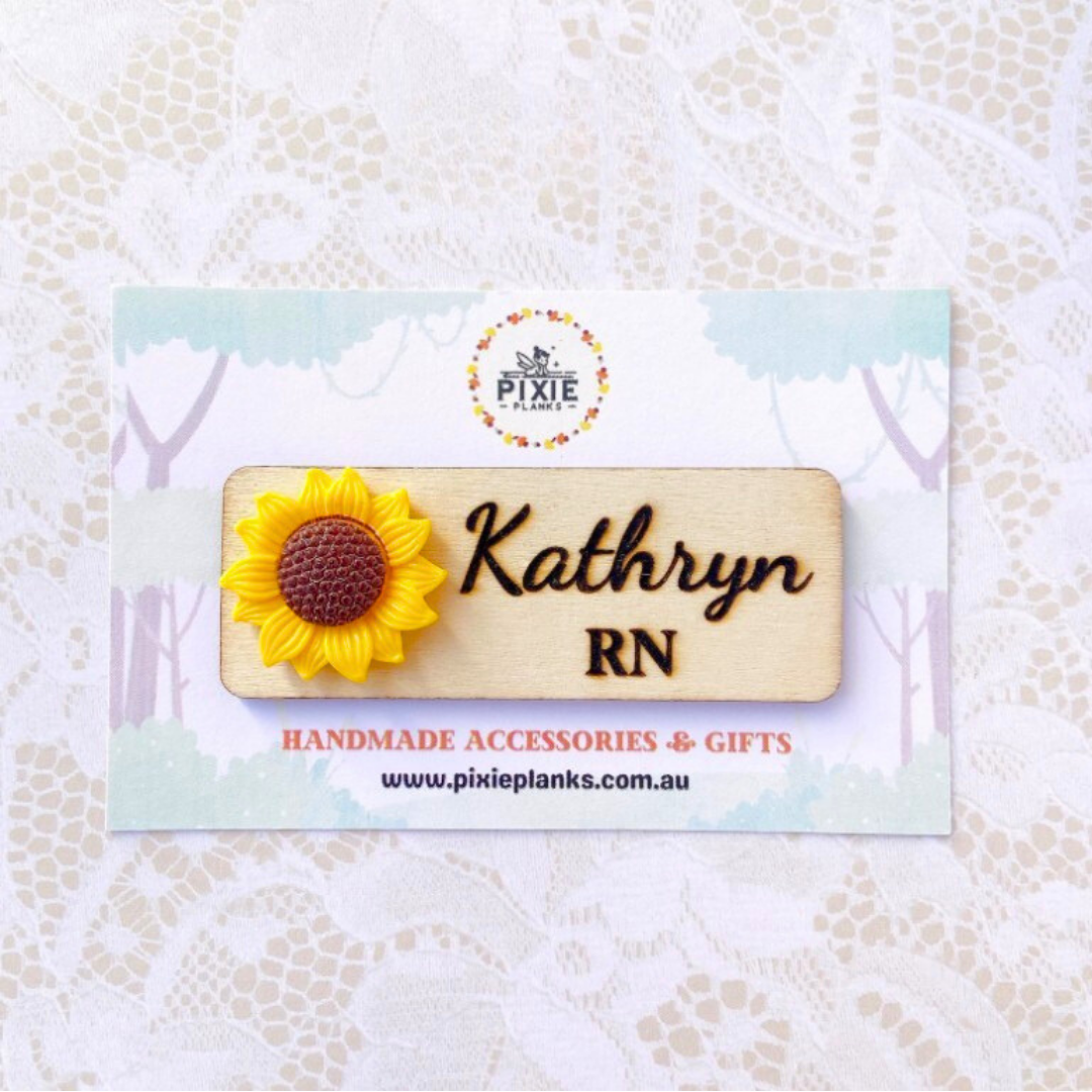 3D Medium Sunflower Personalised Name Tag
