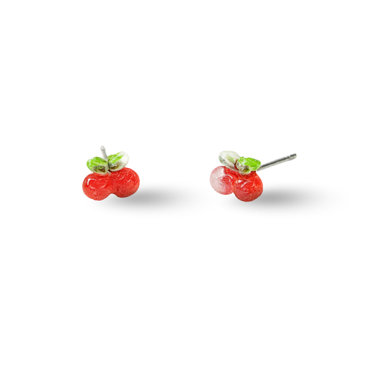 Tiny Cherry Fruit Hypoallergenic Stud Earrings
