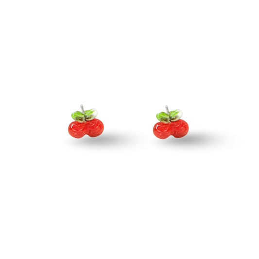 Tiny Cherry Fruit Hypoallergenic Stud Earrings