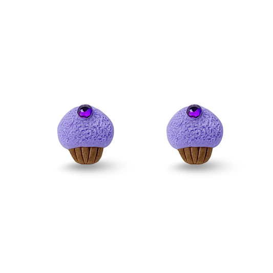 Purple Cupcake Polymer Clay Hypoallergenic Stud Earrings