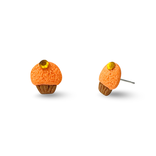 Orange Cupcake Polymer Clay Hypoallergenic Stud Earrings