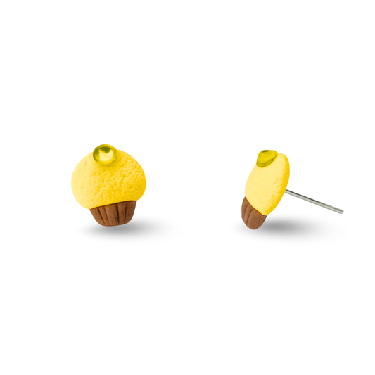 Yellow Cupcake Polymer Clay Hypoallergenic Stud Earrings