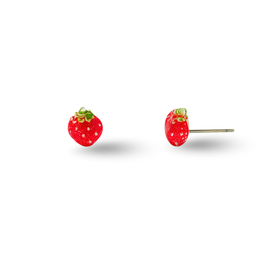 Tiny Strawberry Fruit Hypoallergenic Stud Earrings
