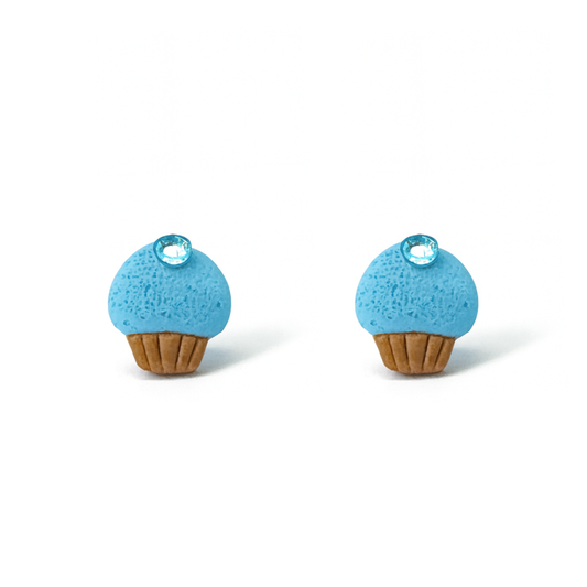 Blue Cupcake Polymer Clay Hypoallergenic Stud Earrings