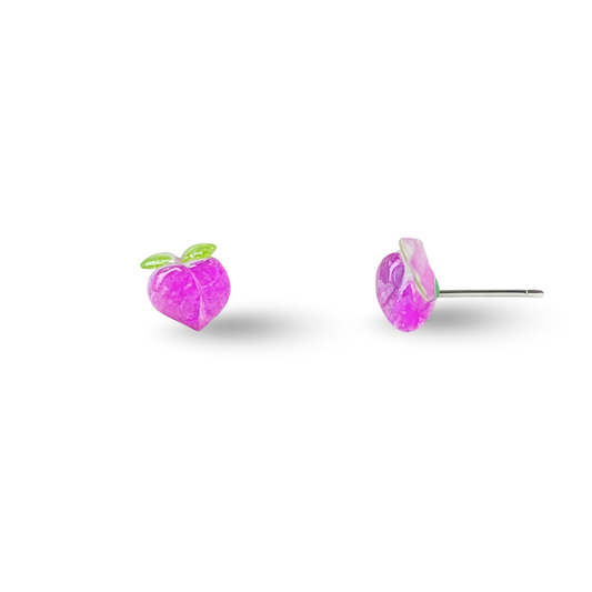 Tiny Peach Fruit Hypoallergenic Stud Earrings
