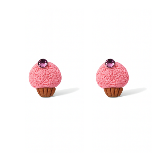 Link Pink Cupcake Polymer Clay Hypoallergenic Stud Earrings