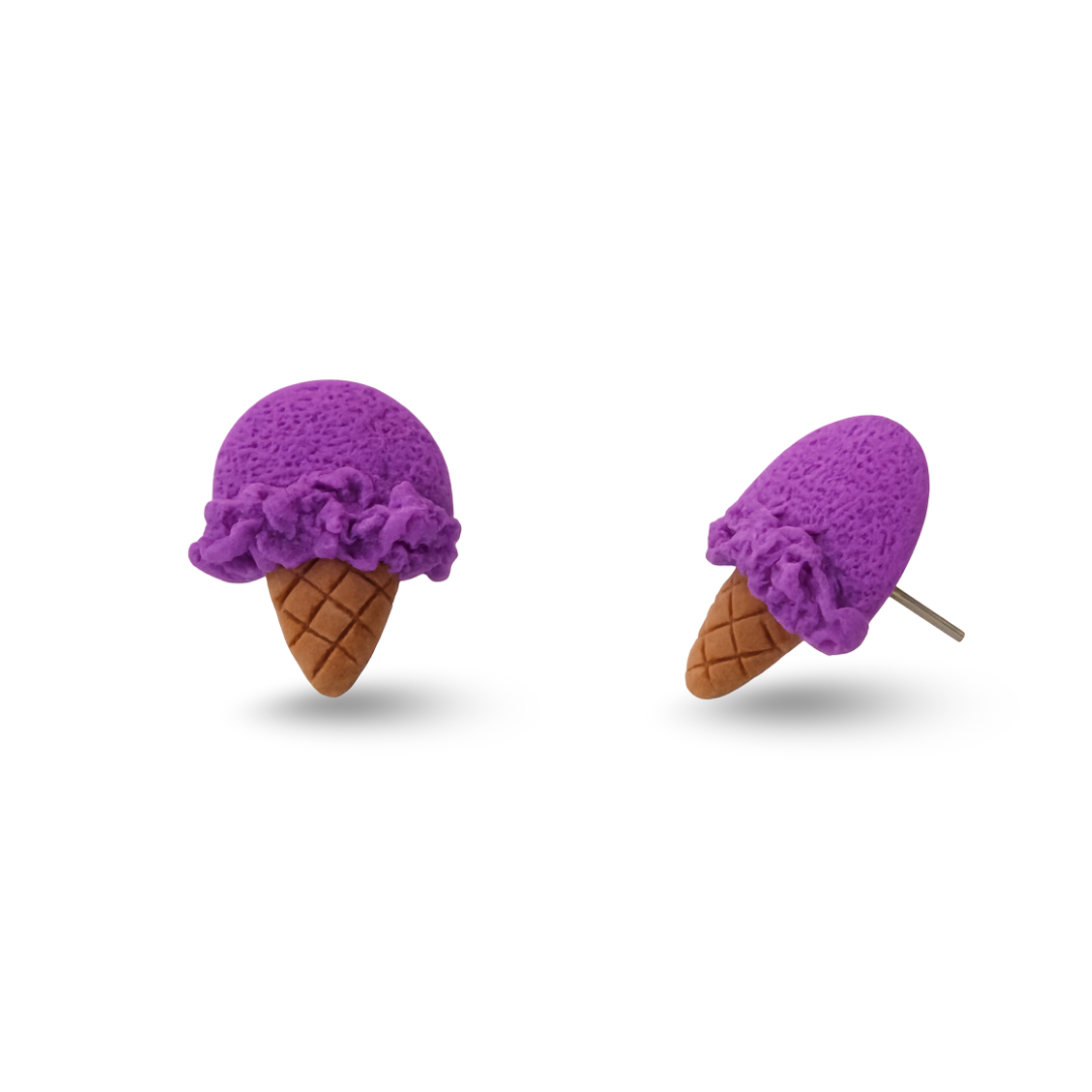 BlueBerry Ice Cream Polymer Clay Hypoallergenic Stud Earrings