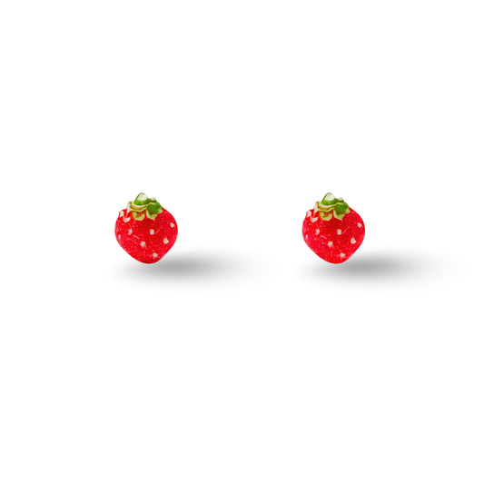 Tiny Strawberry Fruit Hypoallergenic Stud Earrings