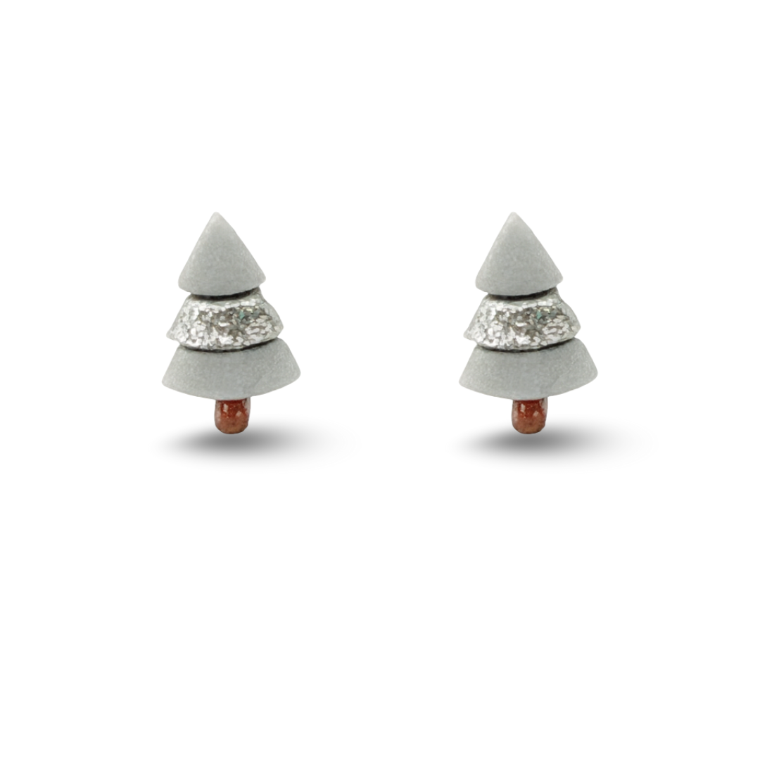 Glitter Christmas Tree Polymer Clay Hypoallergenic Stud Earrings