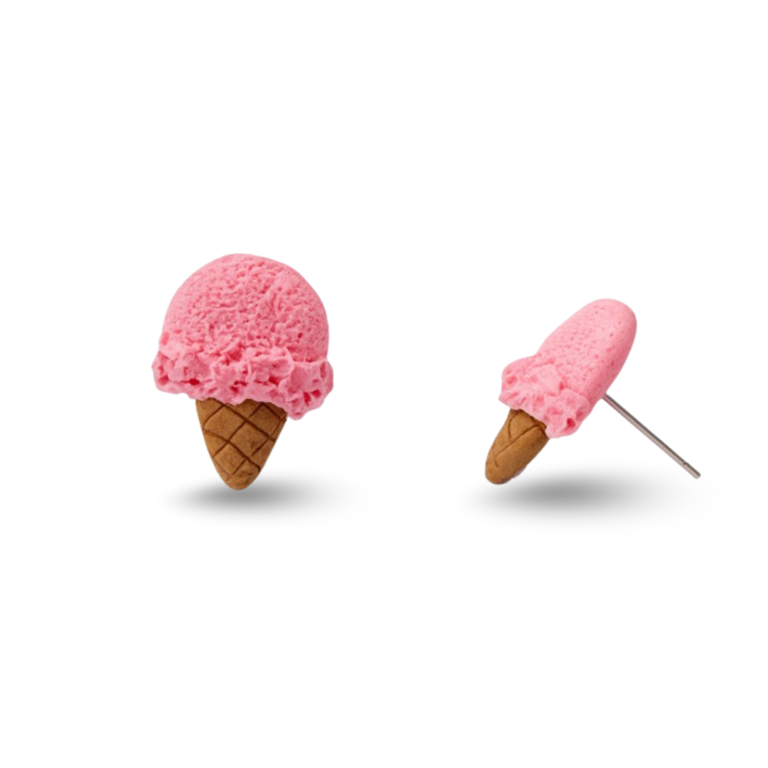 Strawberry Ice Cream Polymer Clay Hypoallergenic Stud Earrings