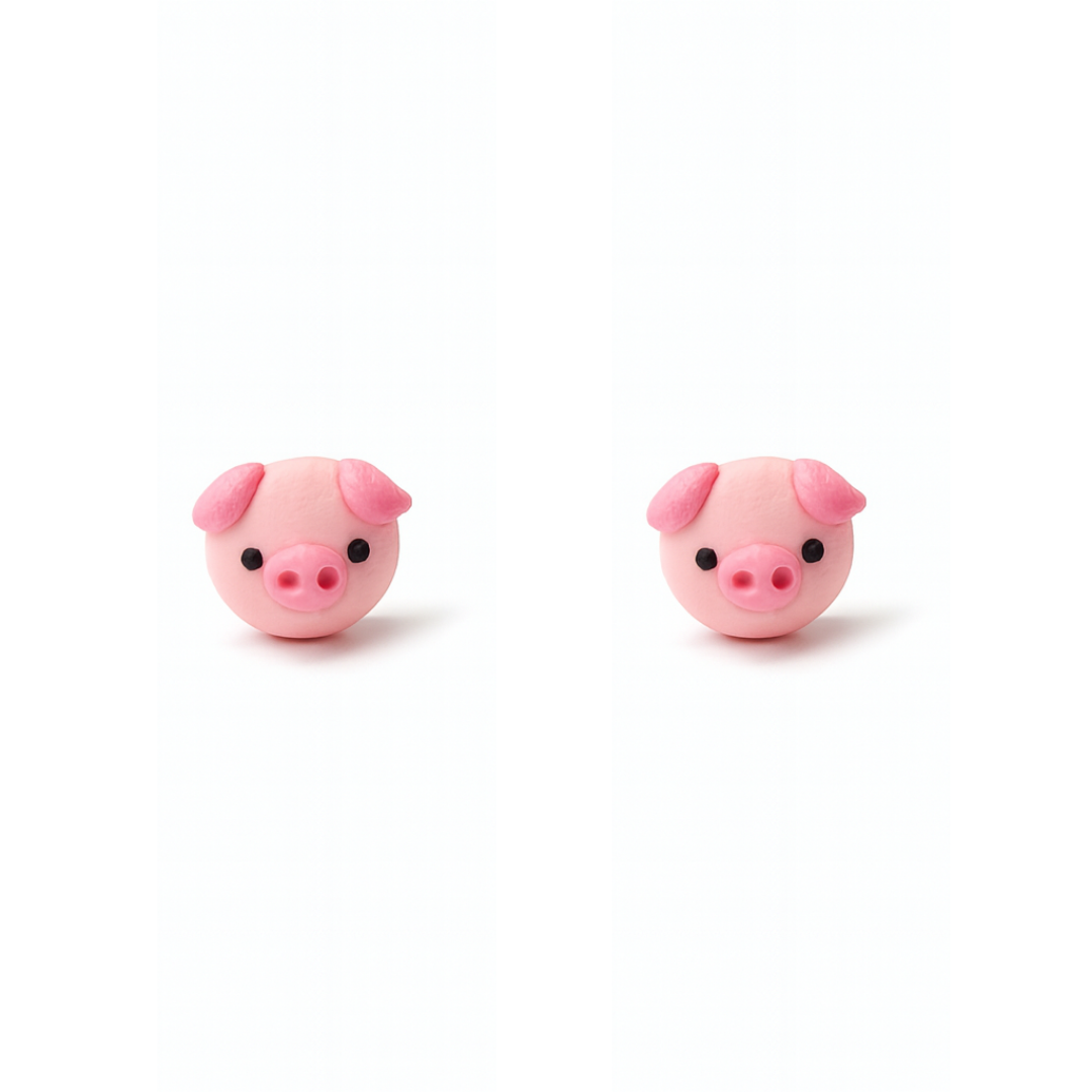 Piggy Polymer Clay Hypoallergenic Stud Earrings