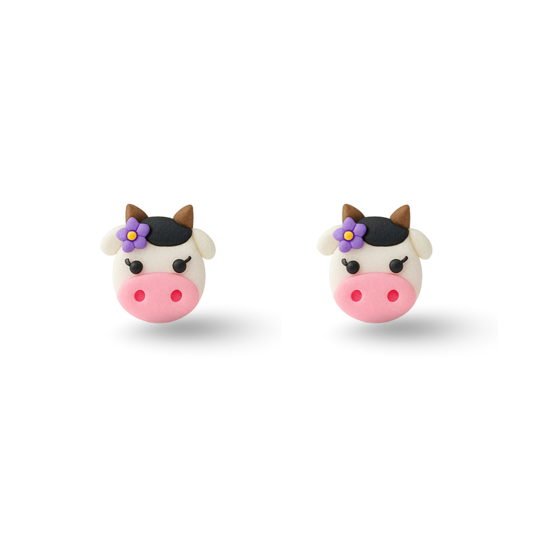Cow Polymer Clay Hypoallergenic Stud Earrings