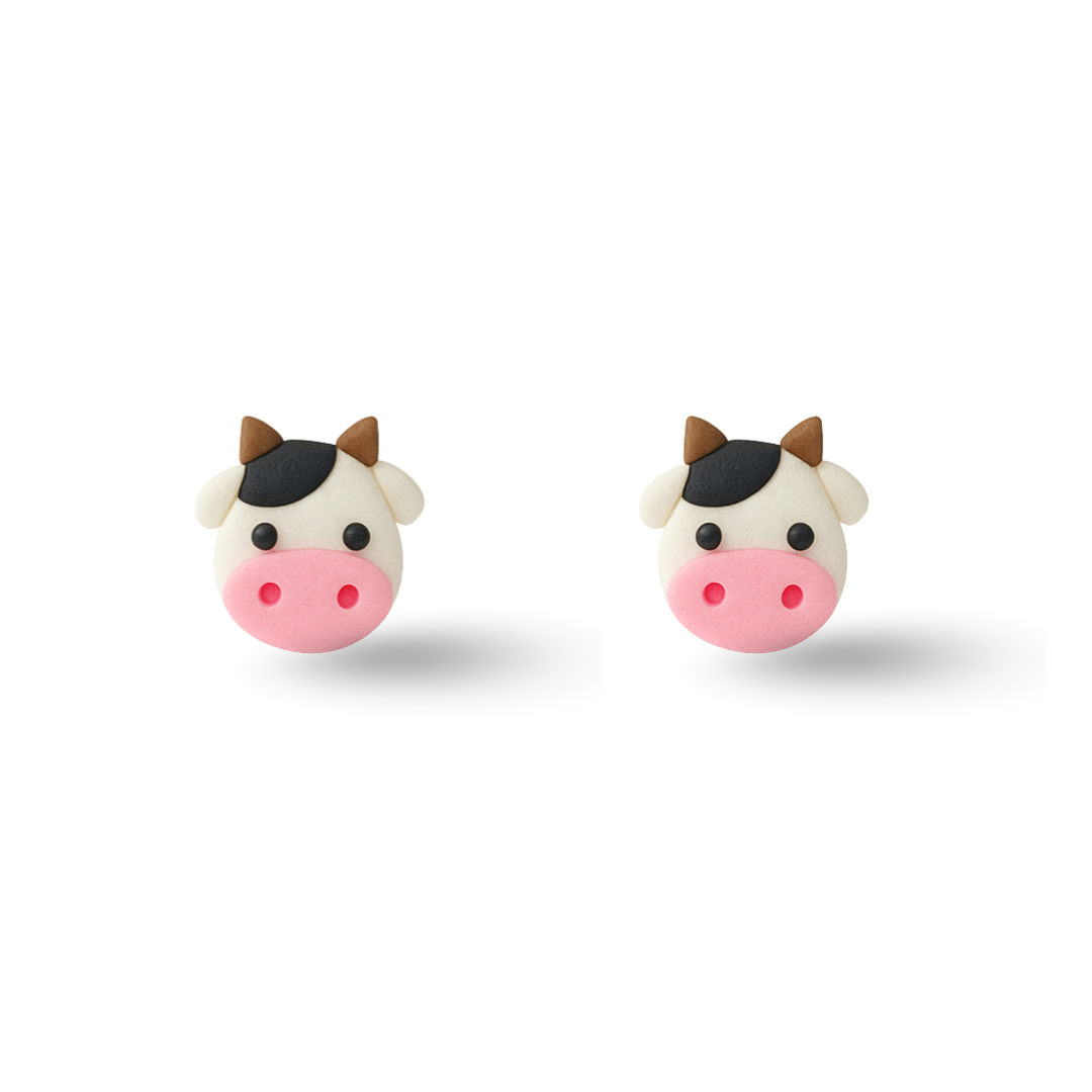 Cow Polymer Clay Hypoallergenic Stud Earrings